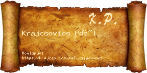 Krajcsovics Pál névjegykártya
